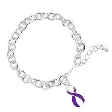 Load image into Gallery viewer, Purple Ribbon Awareness Chunky Charm Bracelets - The Awareness Company