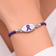 Load image into Gallery viewer, Purple Ribbon Awareness Stretch Bracelets - The Awareness Company