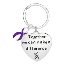 Load image into Gallery viewer, Purple Ribbon Big Heart Key Chains - The Awareness Company
