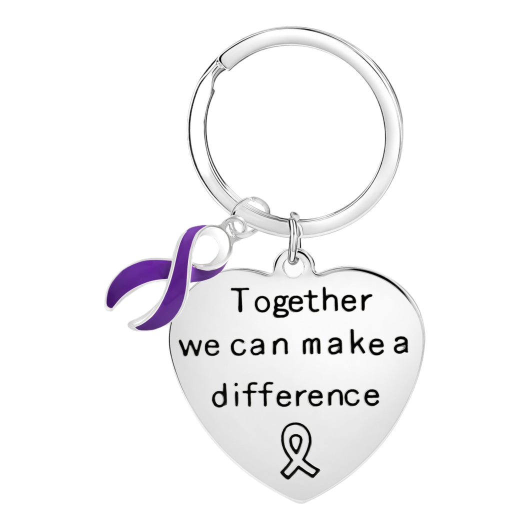 Purple Ribbon Big Heart Key Chains - The Awareness Company