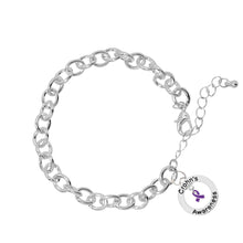 Load image into Gallery viewer, Purple Ribbon Crohn&#39;s Disease Awareness Circle Charm Chunky Bracelets - The Awareness Company