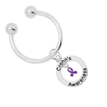 Load image into Gallery viewer, Purple Ribbon Crohn&#39;s Disease Awareness Keychains - The Awareness Company