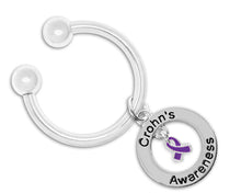 Load image into Gallery viewer, Purple Ribbon Crohn&#39;s Disease Awareness Keychains - The Awareness Company