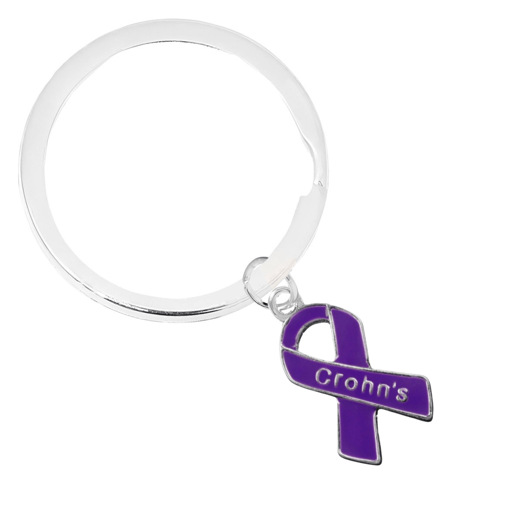 Purple Ribbon Crohn's Disease Awareness Split Style Keychains - The Awareness Company