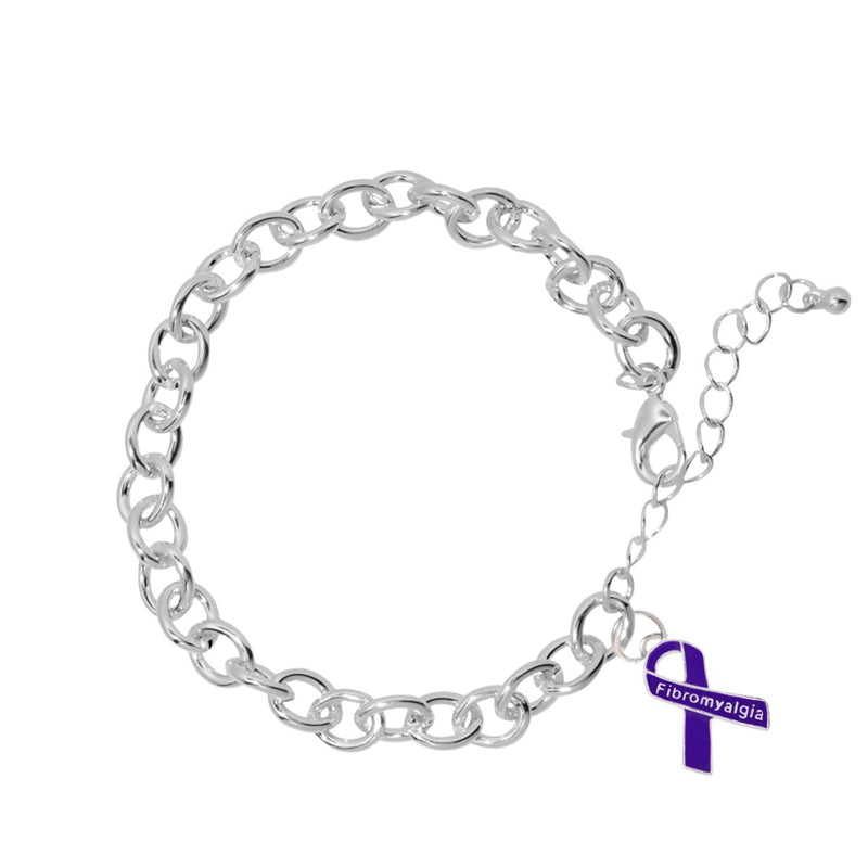 Purple Ribbon Fibromyalgia Awareness Chunky Charm Bracelets - The Awareness Company