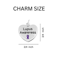 Load image into Gallery viewer, Purple Ribbon Lupus Awareness Heart Charms - The Awareness Company