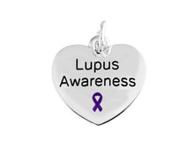 Load image into Gallery viewer, Purple Ribbon Lupus Awareness Heart Charms - The Awareness Company