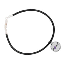 Load image into Gallery viewer, Purple Ribbon Round Believe Leather Cord Bracelets - The Awareness Company