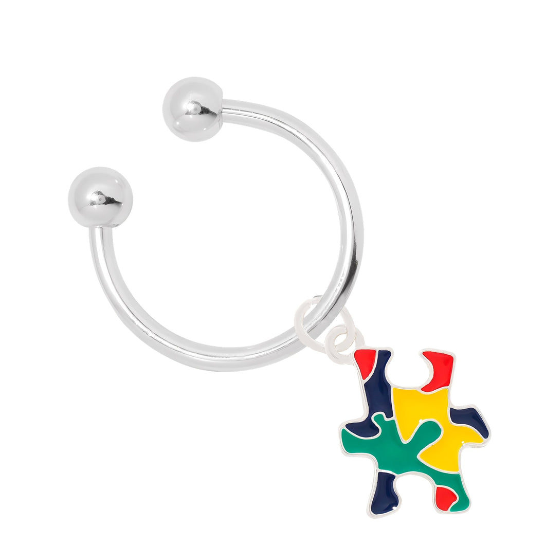 Puzzle Piece Autism Awareness Horseshoe Key Chains - The Awareness Company