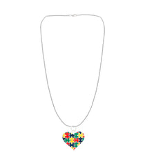 Load image into Gallery viewer, Puzzle Piece Autism Awareness Multicolored Heart Necklaces - The Awareness Company