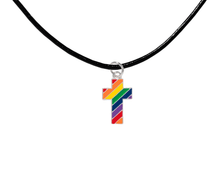 Load image into Gallery viewer, Rainbow Cross Black Cord Necklaces - The Awareness Company