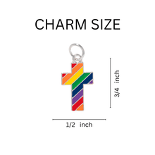Load image into Gallery viewer, Rainbow Flag Cross Silver Beaded Bracelets - The Awareness Company