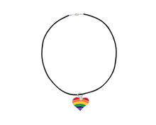 Load image into Gallery viewer, Rainbow Flag Heart Black Cord Necklaces - The Awareness Company