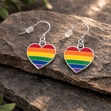 Load image into Gallery viewer, Rainbow Flag Heart Earrings - The Awareness Company