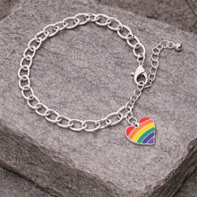 Load image into Gallery viewer, Rainbow Heart Gay Pride Charm Bracelets - The Awareness Company