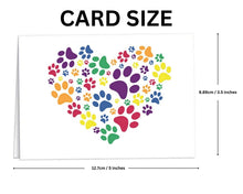 Load image into Gallery viewer, Rainbow Heart Paw Print Note Cards