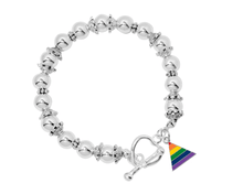 Load image into Gallery viewer, Rainbow Triangle Flag Silver Beaded Bracelets - The Awareness Company