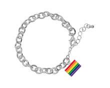 Load image into Gallery viewer, Rectangle Rainbow Gay Pride Flag Charm Bracelets - The Awareness Company