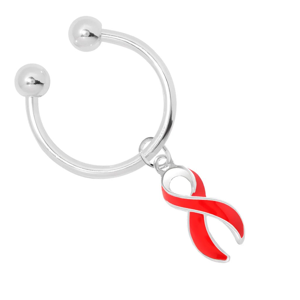 Red Ribbon Horseshoe Key Chains - The Awareness Company