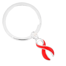 Load image into Gallery viewer, Red Ribbon Split Style Key Chains - The Awareness Company