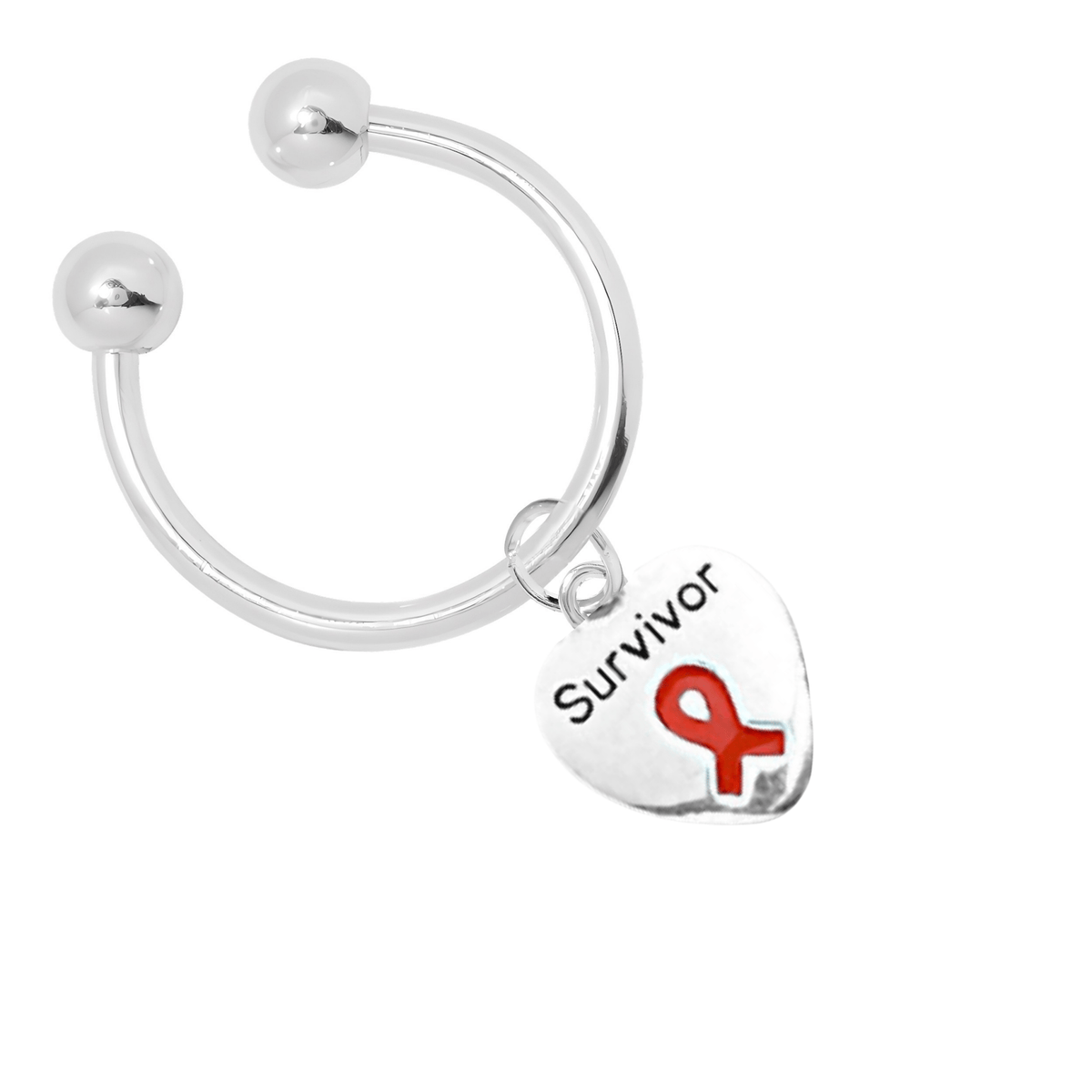 Bulk Red Ribbon Survivor Heart Charm Key Chains, AIDS HIV, Bulk - The ...
