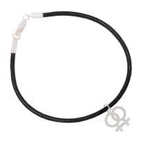 Load image into Gallery viewer, Same Sex Female Symbol Black Cord Bracelets - The Awareness Company