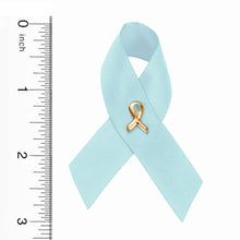Load image into Gallery viewer, Satin Light Blue Ribbon Awareness Pins - The Awareness Company
