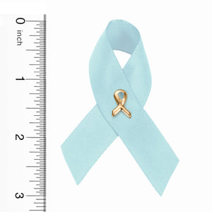 Satin Light Blue Ribbon Awareness Pins - The Awareness Company