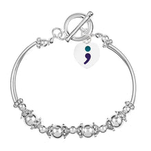 Load image into Gallery viewer, Semi Colon Suicide Awareness Partial Beaded Bracelets - The Awareness Company
