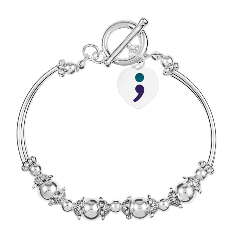 Semi Colon Suicide Awareness Partial Beaded Bracelets - The Awareness Company