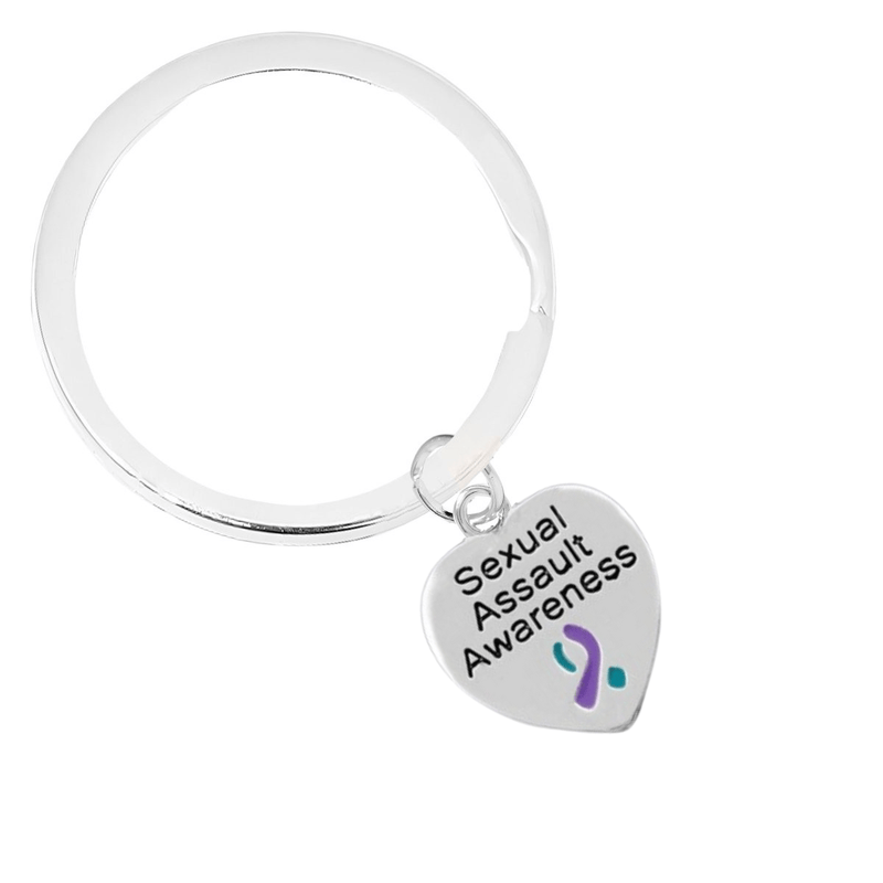 Sexual Assault Heart Charm Split Style Keychains - The Awareness Company