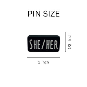 She Her Black Rectangle Pronoun Silicone Pins - The Awareness Company