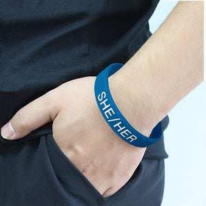 She Her Pronoun Silicone Gay Pride Wristbands - The Awareness Company