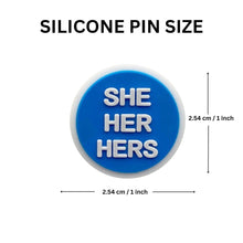 Load image into Gallery viewer, Bulk She Her Silicone Pronoun Pins, LGBTQ Gay Pride Pronoun Pins - The Awareness Company