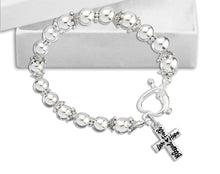 Load image into Gallery viewer, Silver Blessed, Hope, Faith, and Love Cross Beaded Charm Bracelets 