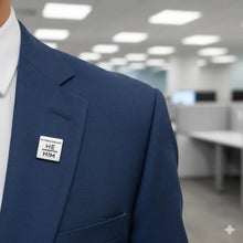 Load image into Gallery viewer, Silver Square My Pronouns Are He Him Pins - The Awareness Company