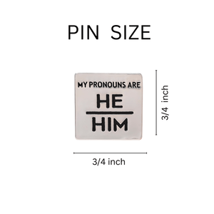 Silver Square My Pronouns Are He Him Pins - The Awareness Company
