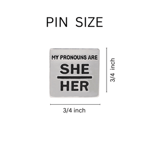 Silver Square My Pronouns Are She Her Pins - The Awareness Company