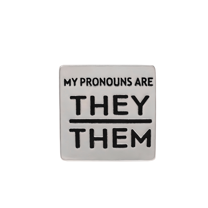 Silver Square My Pronouns Are They Them Pins - The Awareness Company