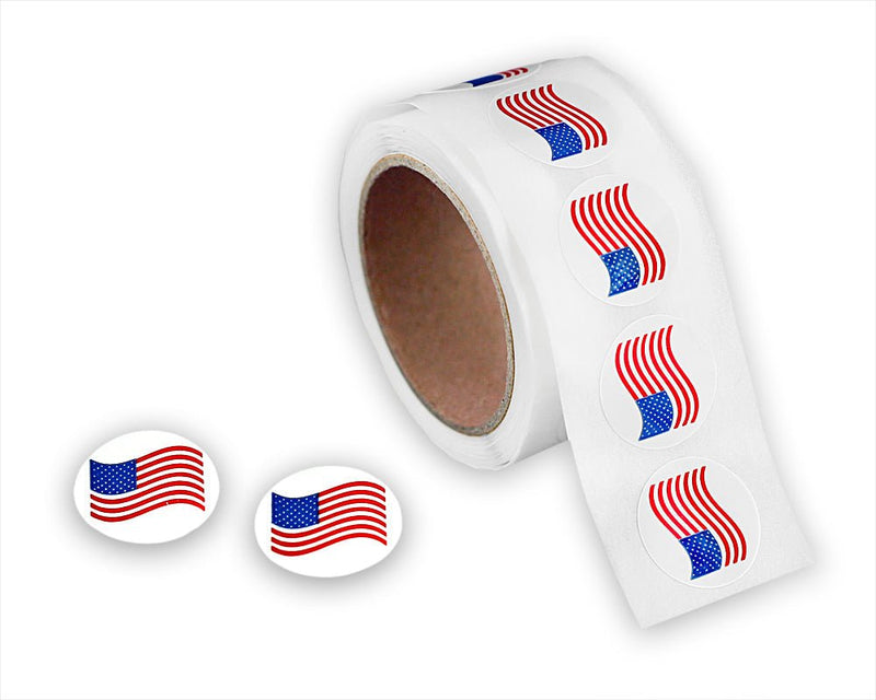 Small 3/4 Inch Round American Flag Stickers (250 per Roll) - The Awareness Company