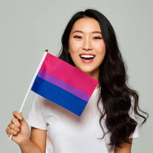 Load image into Gallery viewer, Small Bisexual Flags on a Stick - The Awareness Company