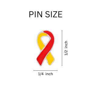 Small Flat Red & Yellow Ribbon Pins - The Awareness Company