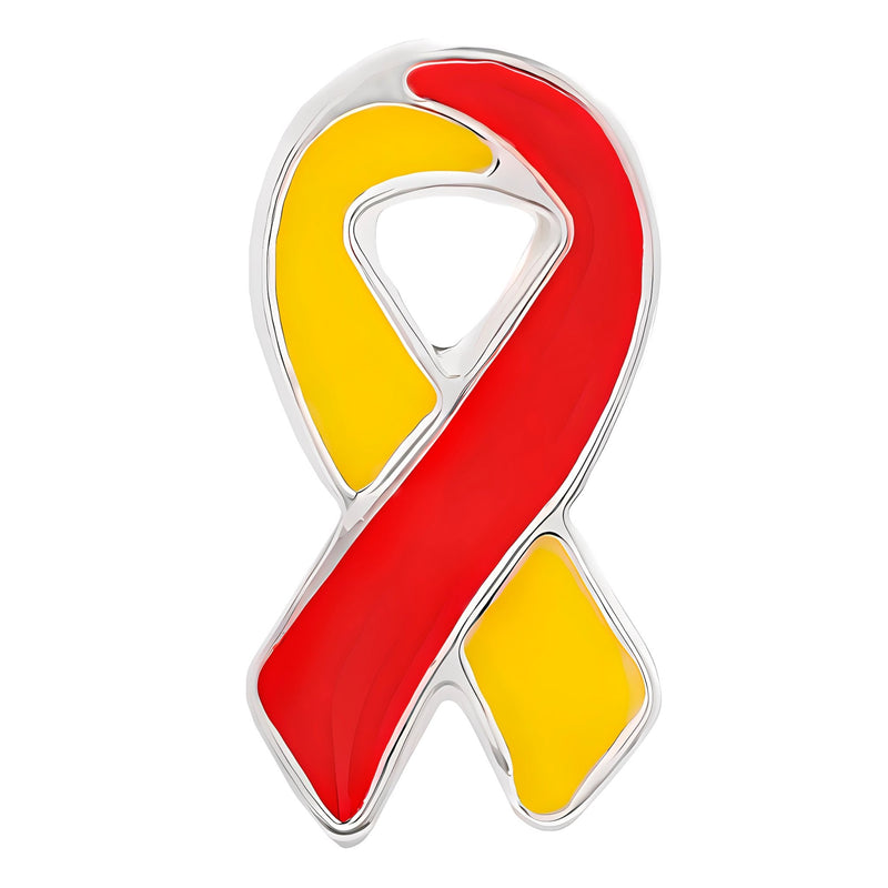 Small Flat Red & Yellow Ribbon Pins - The Awareness Company