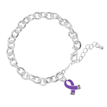 Load image into Gallery viewer, Small Size Purple Ribbon Chunky Charm Bracelets - The Awareness Company