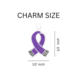 Small Size Purple Ribbon Chunky Charm Bracelets - The Awareness Company