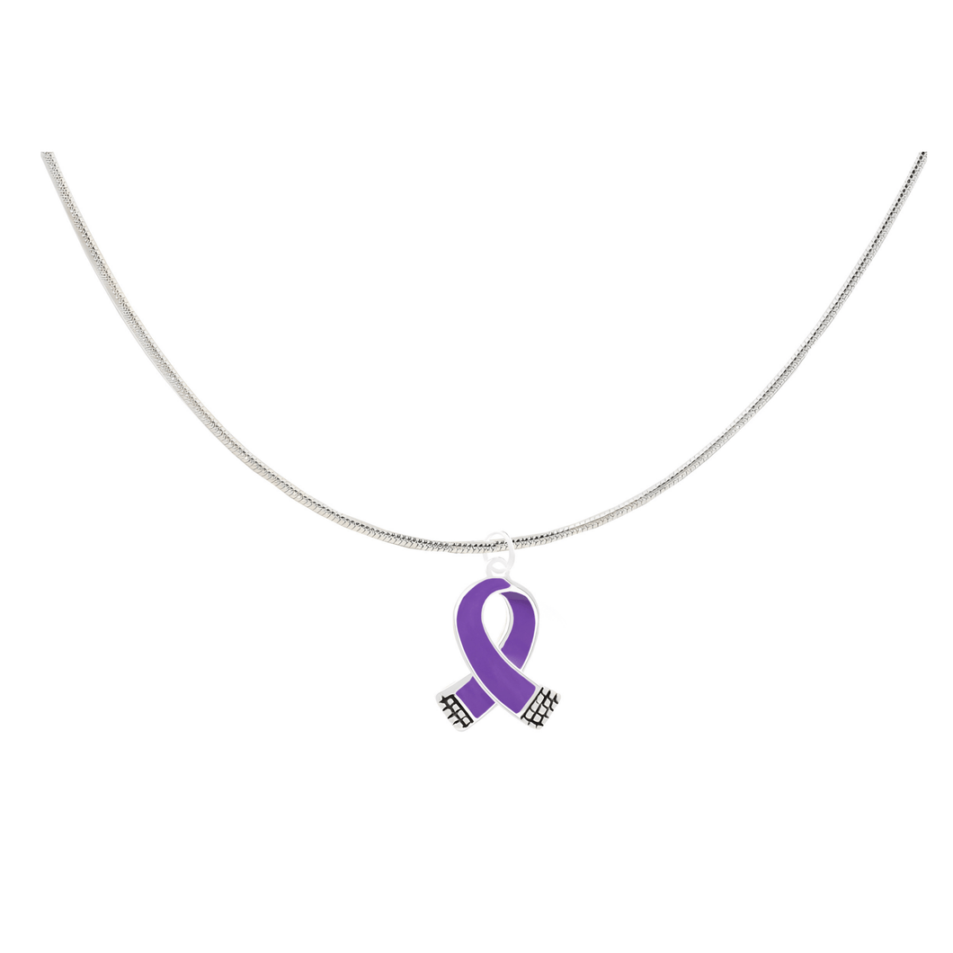 Small Size Purple Ribbon Necklaces - The Awareness Company