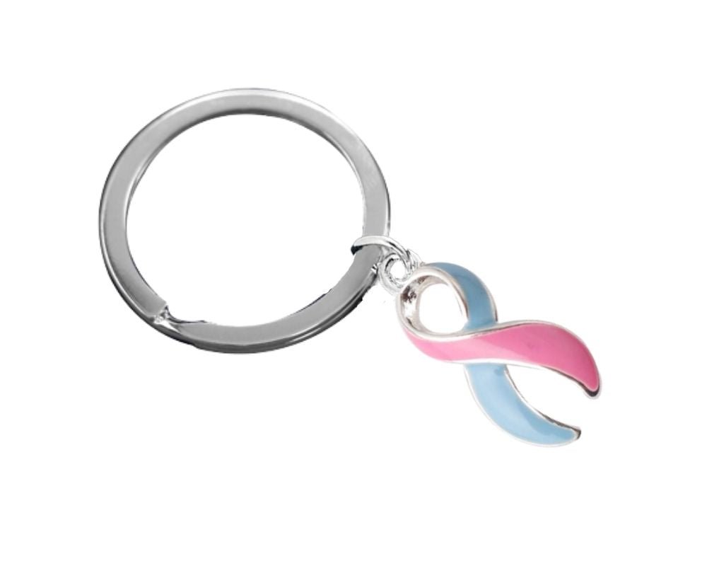 Split Style Pink & Blue Ribbon Key Chains - The Awareness Company