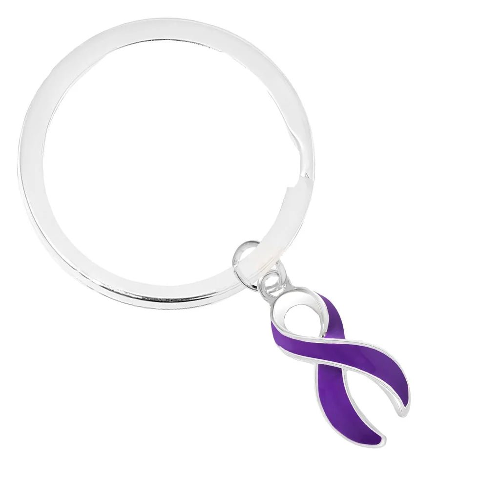 Split Style Purple Ribbon Key Chains - The Awareness Company