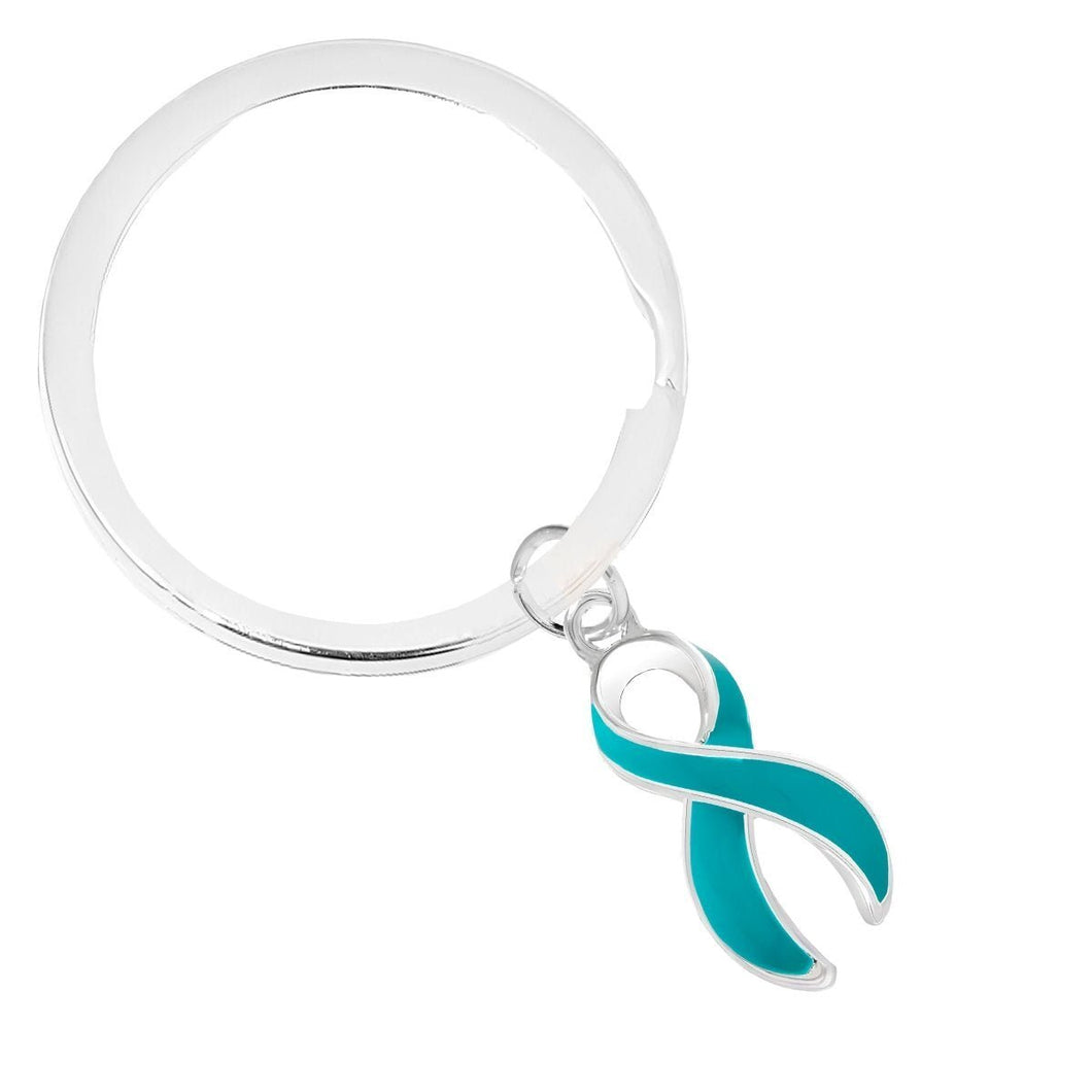 Split Style Teal Ribbon Key Chains - The Awareness Company