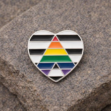 Load image into Gallery viewer, Straight Ally Flag Heart Shaped Pins - The Awareness Company